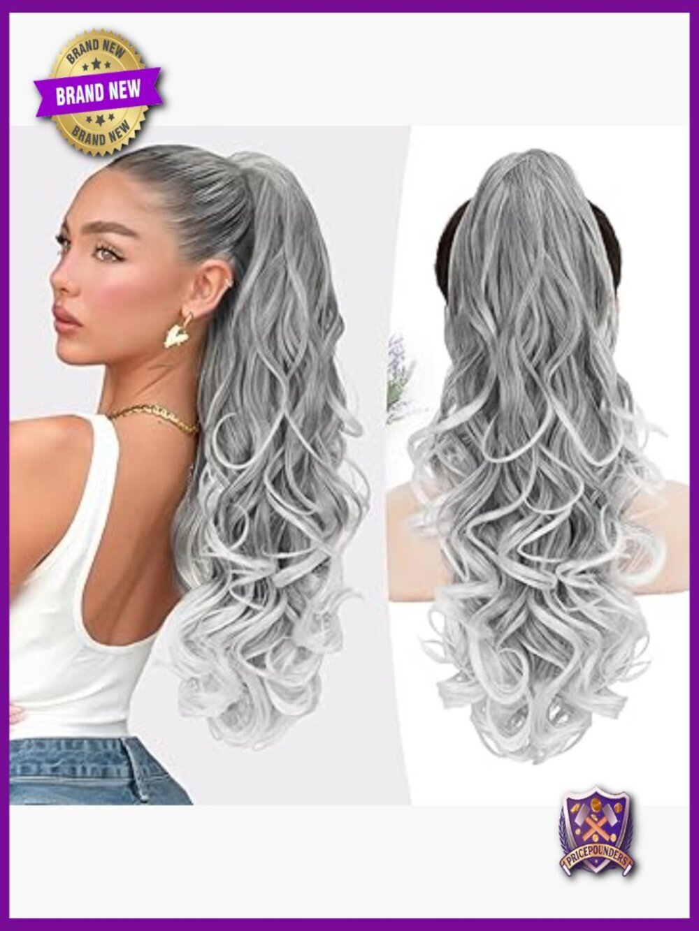 24 Inch Claw Clip Long Curly Wavy Ponytail Extension Hairpiece